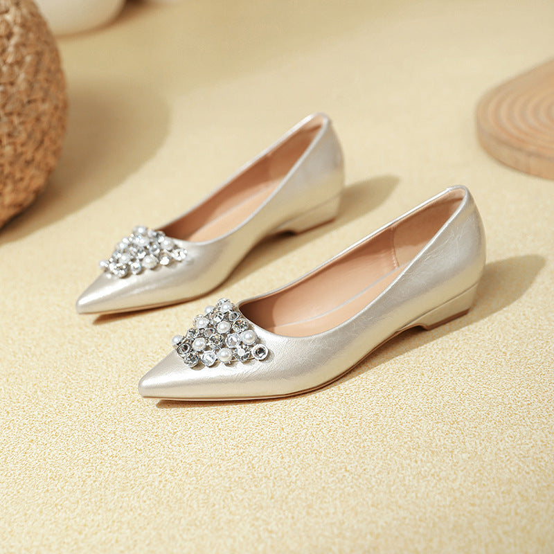 Damen elegante Ballerinas mit funkelndem Schmuckelement