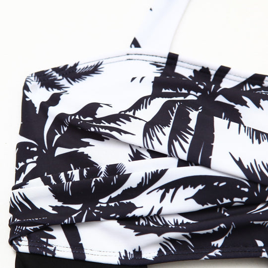 Damen Tankini-Set mit elegantem Wellenmuster und fröhlichem Rüschensaum R&B