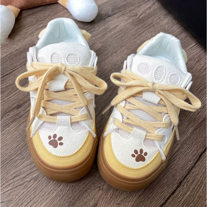 Damen Freizeit Sneaker mit liR&Bevollem Pfotenmotiv und atmungsaktiver Obermaterial R&B