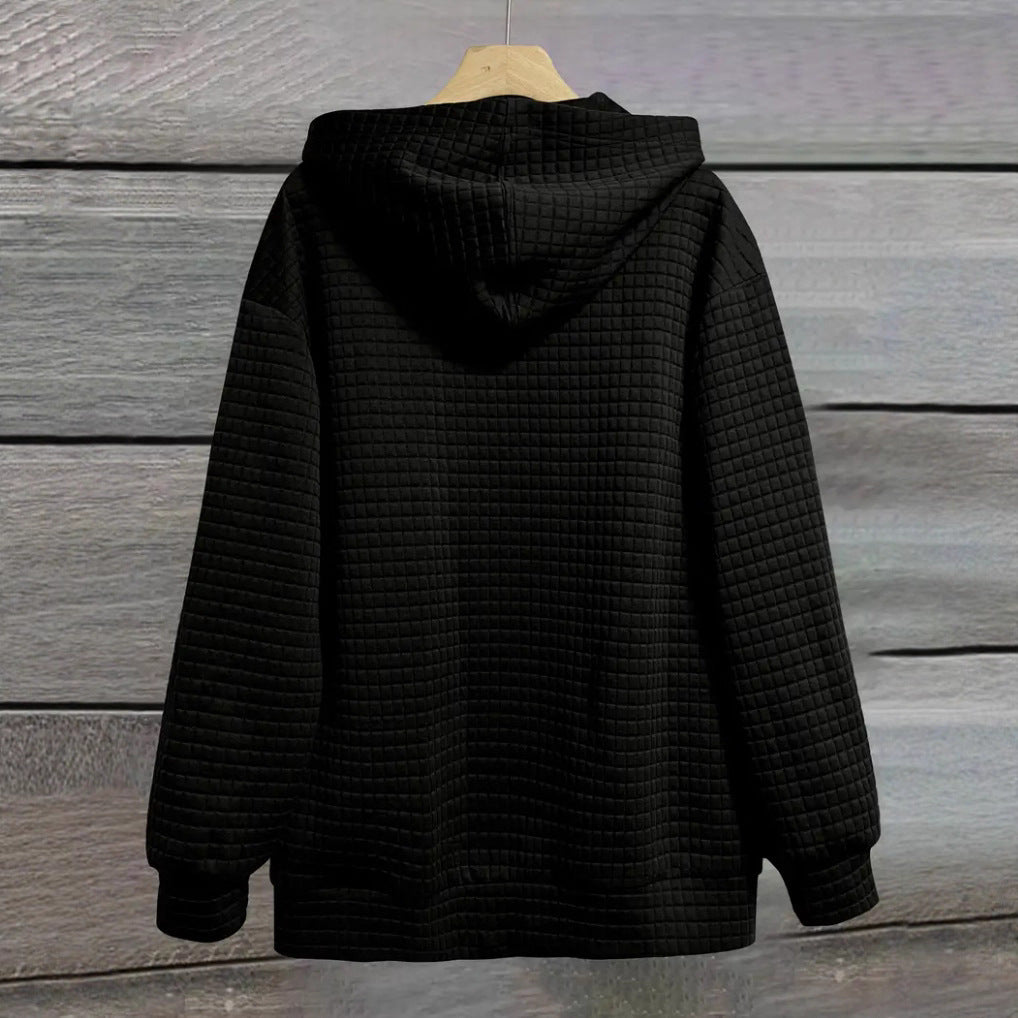 Damen nan oversized Kapuzenjacke mit Reißverschluss, handgeschriebener Typo-Applikation und Kontrast-Eingrifftaschen R&B