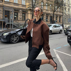 Damen Modische Kurzjacke mit oversized Schnitt und elegantem Kragen