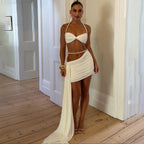Damen Elegantes Bikiniset mit drapierten Details und Perlenakzenten R&B