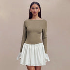Damen Modisches Kleid mit kontrastierendem Rock