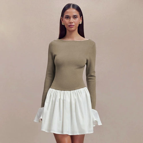 Damen Modisches Kleid mit kontrastierendem Rock R&B