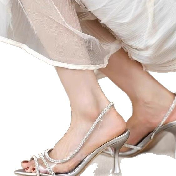 Damen elegante Slingback High Heels mit funkelnden Strassdetails R&B