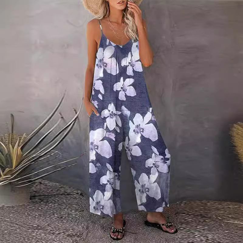 Damen Jumpsuit mit weitem Bein und modischem Muster R&B