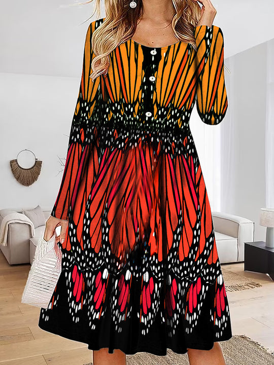 Damen Maxikleid mit einzigartigem Schmetterlingsdesign und Knopfdetails R&B