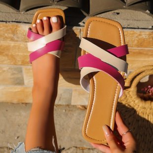 Damen flache Riemchen-Sandalen mit minimalistischem Design R&B