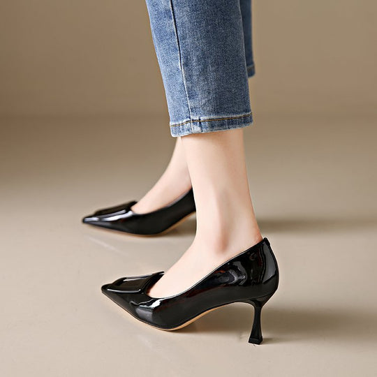 Damen elegante spitze Pumps mit funkelndem Schnallenakzent R&B
