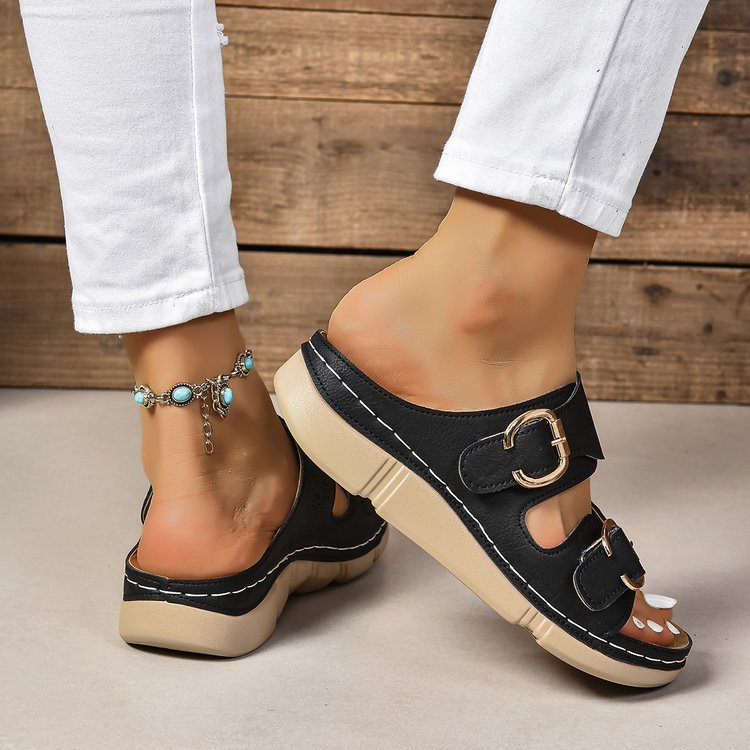 Damen Komfortable und stilvolle Zehentrenner-Sandalen mit verstellbarem Riemendesign R&B