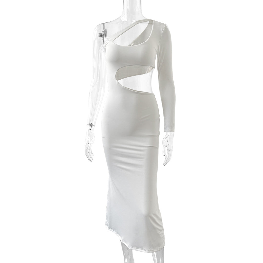 Damen Longsleeve Maxi-Kleid mit sexy Cut-Outs und figurbetontem Schnitt R&B