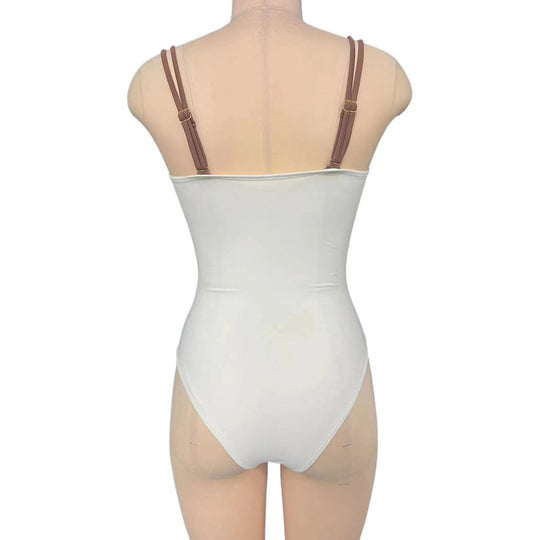 Damen Eleganter Bandeau-Badeanzug mit Raffungen und Schmuckdetails R&B