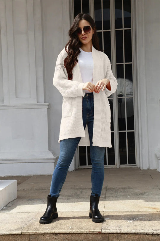 Damen Offene Strickjacke im lässigen Design mit praktischen Taschen R&B