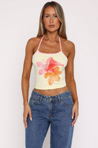 Damen Crop-Top mit floralem Druck und verstellbaren Trägern R&B