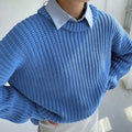 Damen Casual Strickpullover mit strukturiertem Design und überschnittenen Schultern R&B
