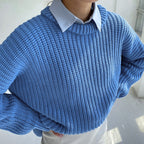 Damen Casual Strickpullover mit strukturiertem Design und überschnittenen Schultern R&B