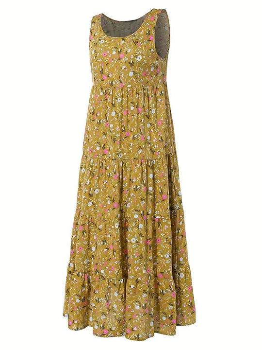 Damen Langes Freizeitkleid mit floralem Design R&B