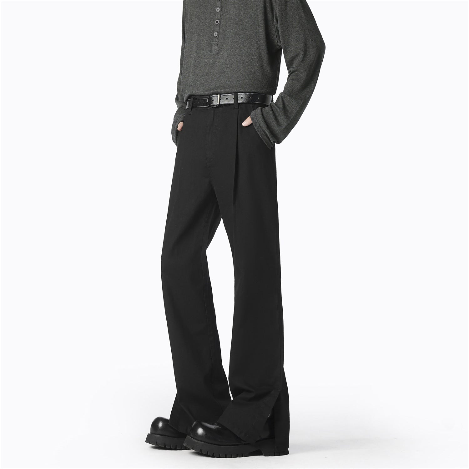 Damen elegante, weite Freizeithose mit feinen Falten und hochwertigen Materialien R&B