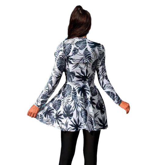 Damen modischer Longsleeve-Badeanzug mit Rock R&B