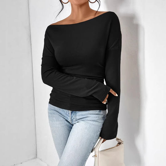 Damen Off-Shoulder Oberteil mit figurbetontem Schnitt und feiner Raffung R&B