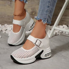 Damen Riemensandalen mit atmungsaktivem Netzoberteil und komfortablem Blockabsatz R&B
