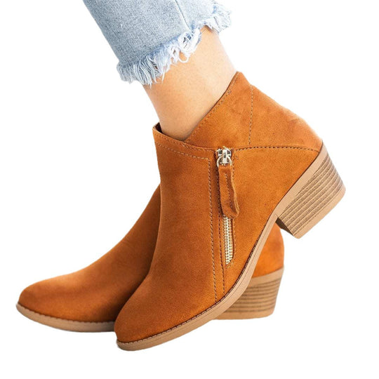 Damen elegante Stiefeletten mit modischer Reißverschluss-Applikation R&B