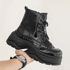 Damen Trendige Stiefeletten mit funkelnden Nieten und robuster Sohle