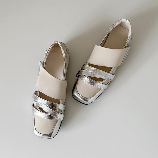Damen Modische Ballerina-Schuhe mit dekorativen Metallic-Details R&B