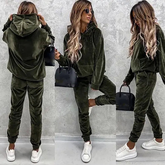 Damen kuscheliges Fleece-Set mit hohem Kragen und elastischen Bündchen R&B