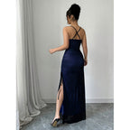Damen Maxikleid mit verstellbaren Spaghettiträgern und raffiniertem Rüschendesign R&B