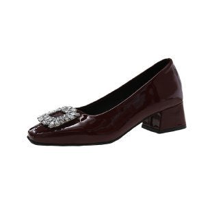 Damen elegante Blockabsatz-Pumps mit funkelnder Schmuckapplikation R&B