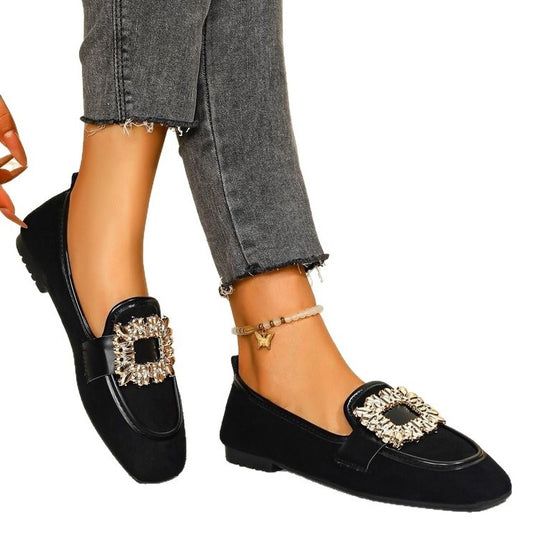 Damen elegante Ballerinas mit funkelnder Schmuckapplikation R&B