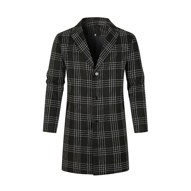 Damen eleganter Trenchcoat mit feinem Karo-Muster und tailliertem Schnitt R&B