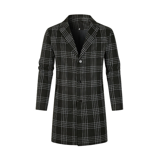 Damen eleganter Trenchcoat mit feinem Karo-Muster und tailliertem Schnitt R&B