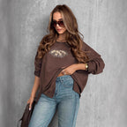 Damen Oversized Sweatshirt mit Glitzer-Print R&B