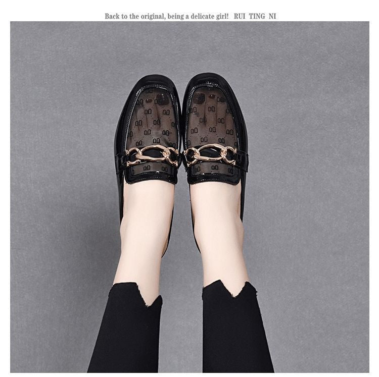 Damen elegante Mules mit transparentem Obermaterial und gildenen Akzenten R&B