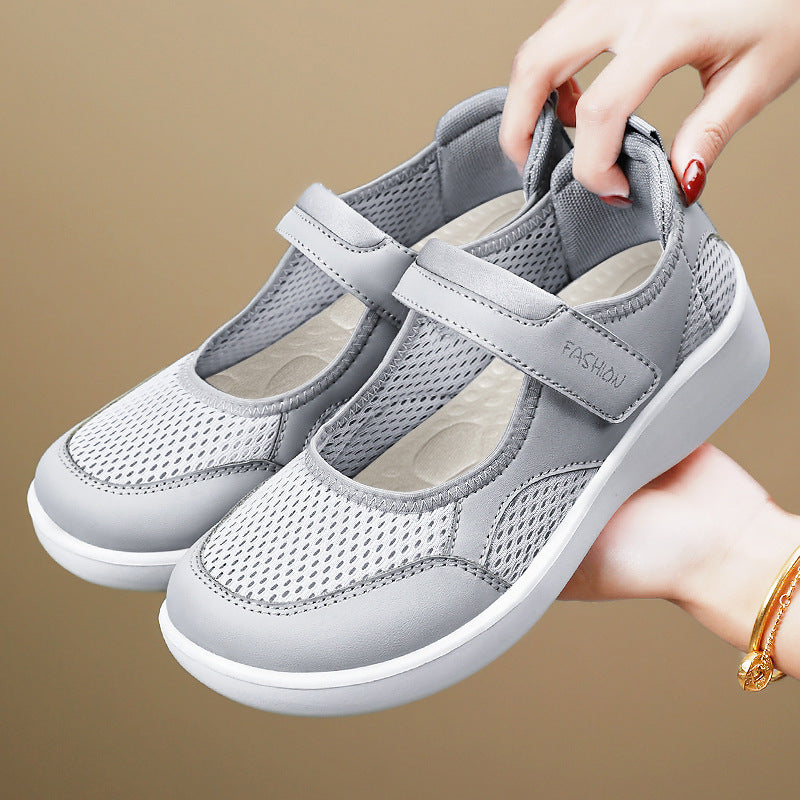 Damen Komfortable Slip-On Freizeitschuhe mit verstellbarem Klettverschluss R&B