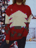 Damen festlicher Pullover mit weihnachtlichem Motiv und Glitzerapplikationen R&B
