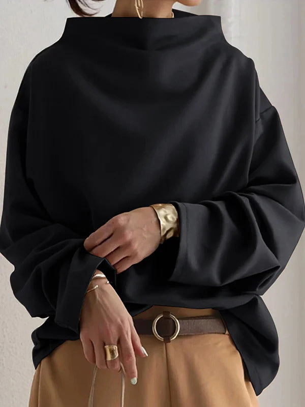 Damen oversized Pullover mit speziellem Kragen und lässigem Schnitt R&B
