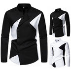 Herren modisches Designerhemd mit asymmetrischem Schnitt und innovativem Knopfdesign R&B