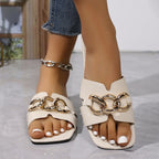 Damen Modische Riemensandalen mit metallischem Kettenband R&B
