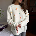 Damen Verspielter Pullover mit floralen Stickereien R&B