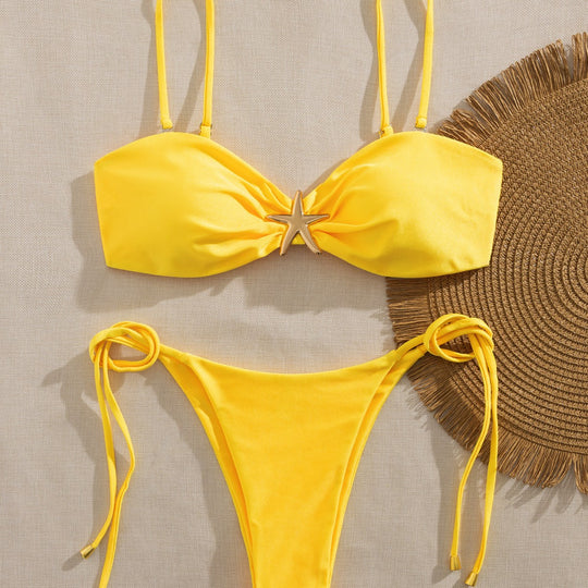 Damen Bikini mit gepolstertem Oberteil und verstellbaren Seitenschnürungen R&B