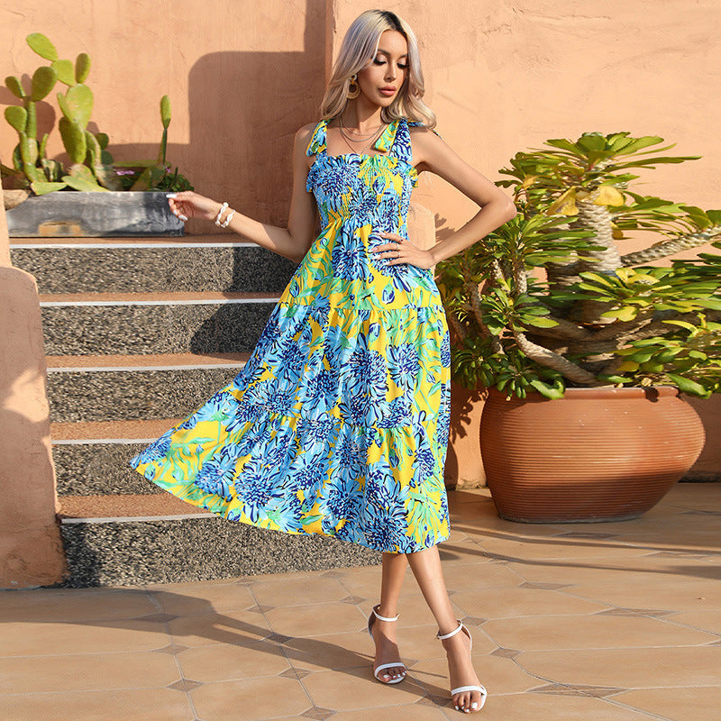 Damen Maxi-Kleid mit verspieltem Rüschen-Design und floralen Details R&B