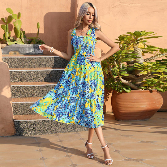Damen Maxi-Kleid mit verspieltem Rüschen-Design und floralen Details R&B