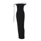 Damen Elegantes Maxikleid mit Off-Shoulder Design und schmalem Schnitt R&B