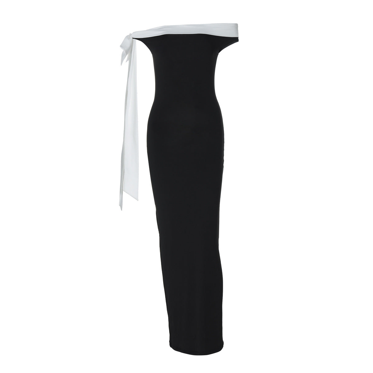 Damen Elegantes Maxikleid mit Off-Shoulder Design und schmalem Schnitt R&B
