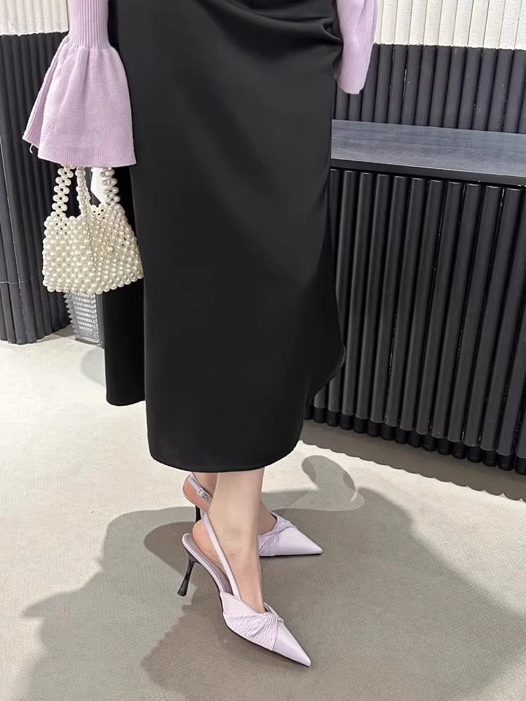 Damen elegante Slingback Pumps mit Rüschendesign R&B