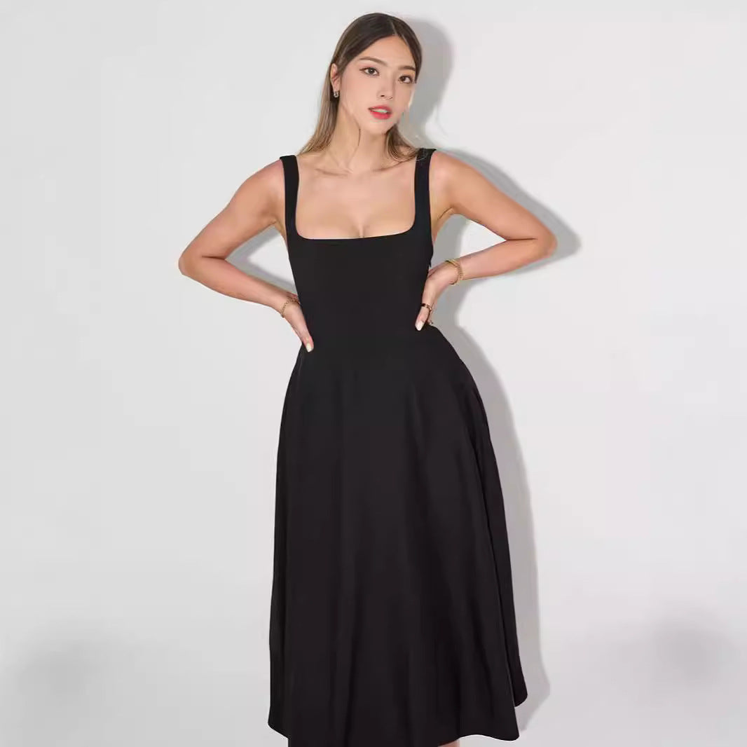 Damen A-Linien Maxikleid mit quadratischem Ausschnitt und fließendem Stoff R&B