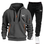R&B Herren Hoodie-Trainingsanzug mit Reißverschlusstaschen